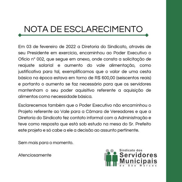 NOTA DE ESCLARECIMENTO!